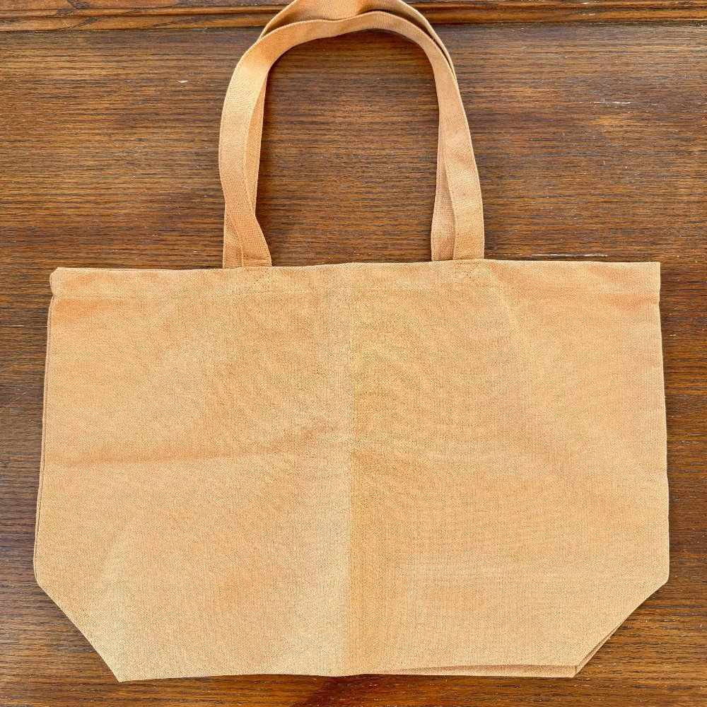 new Sezane Brooklyn Mon Amour gold ochre tan cotton canvas tote limited edition